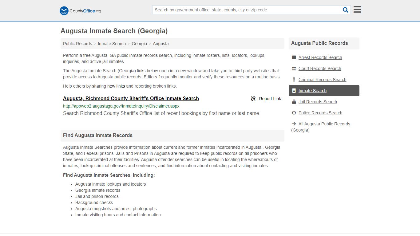 Inmate Search - Augusta, GA (Inmate Rosters & Locators)